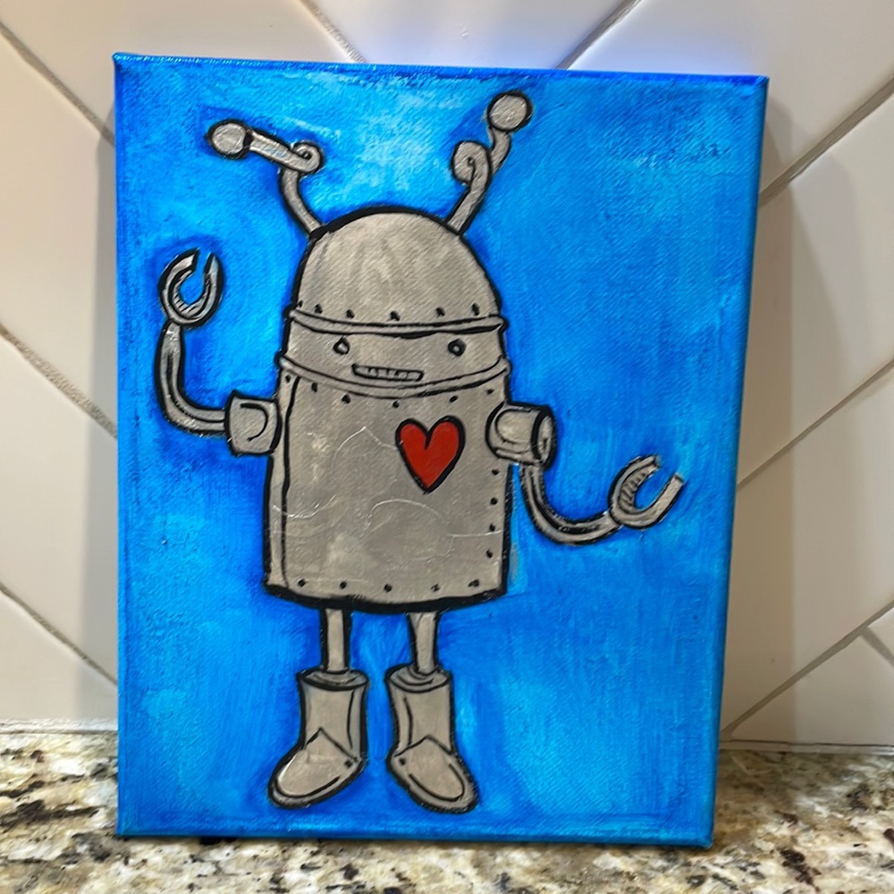 Precious Robot Love Painting 8x10